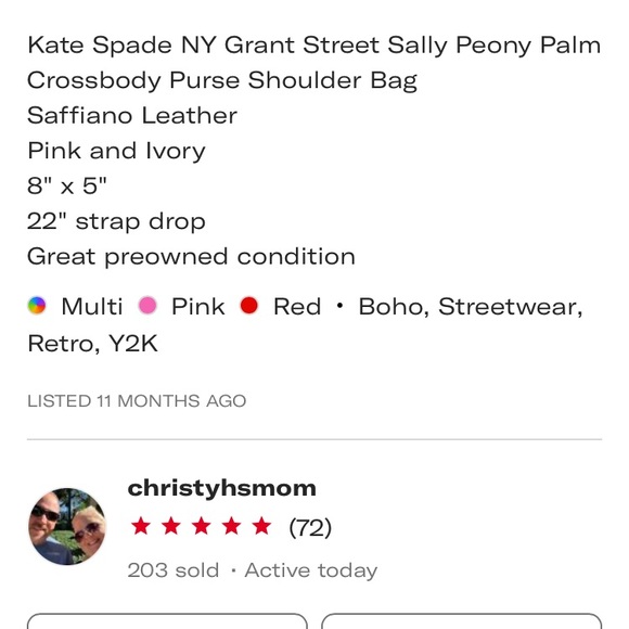 SOLD: Kate Spade Grant Street Sally Peony Palm Crossbody Purse - Picture 16 of 16